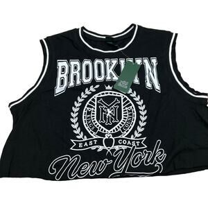 Wild Fable Women's Black Brooklyn Graphic Cropped Muscle Tank Top - XS - NWT